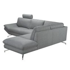 Loftscape Canapé d'angle Sharon - Tissu gris - Méridienne à droite (vue de face) - 2 appuis-tête -Canapés Soldes Magasin ecksofa sharon webstoff grau ottomane davorstehend rechts 414270