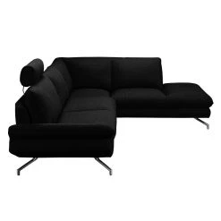 Loftscape Canapé d'angle Sharon - Tissu noir - Méridienne à droite (vue de face) - 2 appuis-tête -Canapés Soldes Magasin ecksofa sharon webstoff schwarz ottomane davorstehend rechts 414100