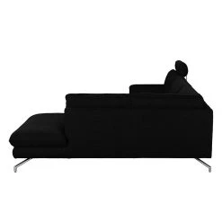 Loftscape Canapé d'angle Sharon - Tissu noir - Méridienne à droite (vue de face) - 2 appuis-tête -Canapés Soldes Magasin ecksofa sharon webstoff schwarz ottomane davorstehend rechts 414102