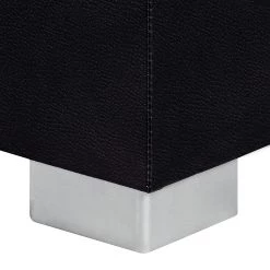 Fredriks Canapé d'angle Sibenik - Méridienne courte à droite (vue de face) - Avec repose-pieds -Canapés Soldes Magasin ecksofa sibenik mit hocker kunstleder schwarz strukturstoff schwarz grau ottomane davorstehend rechts 399274