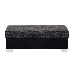 Fredriks Canapé d'angle Sibenik - Méridienne courte à droite (vue de face) - Avec repose-pieds -Canapés Soldes Magasin ecksofa sibenik mit hocker kunstleder schwarz strukturstoff schwarz grau ottomane davorstehend rechts 399283