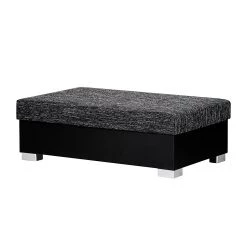 Fredriks Canapé d'angle Sibenik - Méridienne courte à droite (vue de face) - Avec repose-pieds -Canapés Soldes Magasin ecksofa sibenik mit hocker kunstleder schwarz strukturstoff schwarz grau ottomane davorstehend rechts 399284