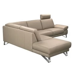 Loftscape Canapé d'angle Silvano - Cuir synthétique taupe - Méridienne à gauche (vue de face) - 1 appui-tête -Canapés Soldes Magasin ecksofa silvano kunstleder taupe ottomane davorstehend links 443796