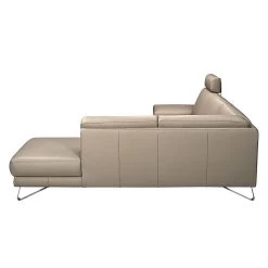 Loftscape Canapé d'angle Silvano - Cuir synthétique taupe - Méridienne à droite (vue de face) - 1 appui-tête -Canapés Soldes Magasin ecksofa silvano kunstleder taupe ottomane davorstehend rechts 443772