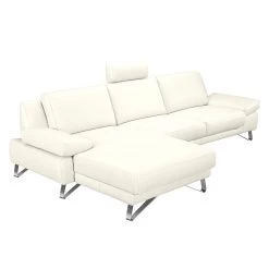 Loftscape Canapé d'angle Silvano - Imitation cuir blanc - Méridienne à gauche (vue de face) Sans appui-tête -Canapés Soldes Magasin ecksofa silvano kunstleder weiss longchair davorstehend links 491065