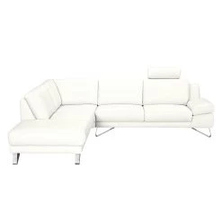 Loftscape Canapé d'angle Silvano - Cuir synthétique blanc - Méridienne à gauche (vue de face) - 1 appui-tête -Canapés Soldes Magasin ecksofa silvano kunstleder weiss ottomane davorstehend links 443609