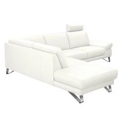Loftscape Canapé d'angle Silvano - Cuir synthétique blanc - Méridienne à gauche (vue de face) - 1 appui-tête -Canapés Soldes Magasin ecksofa silvano kunstleder weiss ottomane davorstehend links 443614