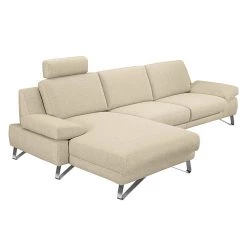 Loftscape Canapé d'angle Silvano - Tissu beige - Méridienne à gauche (vue de face) Avec 1 appui-tête -Canapés Soldes Magasin ecksofa silvano webstoff beige longchair davorstehend links 514164