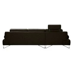 Loftscape Canapé d'angle Silvano - Tissu marron noir - Méridienne à gauche (vue de face) Avec 1 appui-tête -Canapés Soldes Magasin ecksofa silvano webstoff braun schwarz longchair davorstehend links 514194