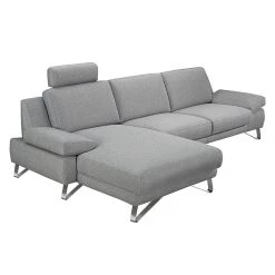 Loftscape Canapé d'angle Silvano - Tissu gris - Méridienne à gauche (vue de face) Avec 1 appui-tête -Canapés Soldes Magasin ecksofa silvano webstoff grau longchair davorstehend links 514209