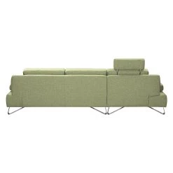 Loftscape Canapé d'angle Silvano - Tissu vert - Méridienne à gauche (vue de face) Sans appui-tête -Canapés Soldes Magasin ecksofa silvano webstoff gruen longchair davorstehend links 514144