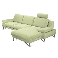 Loftscape Canapé d'angle Silvano - Tissu vert - Méridienne à droite (vue de face) Sans appui-tête -Canapés Soldes Magasin ecksofa silvano webstoff gruen longchair davorstehend rechts 514667