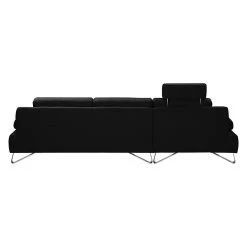 Loftscape Canapé d'angle Silvano - Tissu noir - Méridienne à gauche (vue de face) Sans appui-tête -Canapés Soldes Magasin ecksofa silvano webstoff schwarz longchair davorstehend links 514173