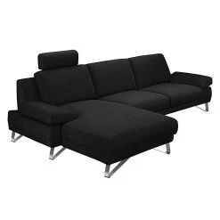 Loftscape Canapé d'angle Silvano - Tissu noir - Méridienne à gauche (vue de face) Sans appui-tête -Canapés Soldes Magasin ecksofa silvano webstoff schwarz longchair davorstehend links 514175