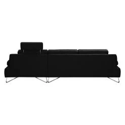 Loftscape Canapé d'angle Silvano - Tissu noir - Méridienne à droite (vue de face) Sans appui-tête -Canapés Soldes Magasin ecksofa silvano webstoff schwarz longchair davorstehend rechts 514698