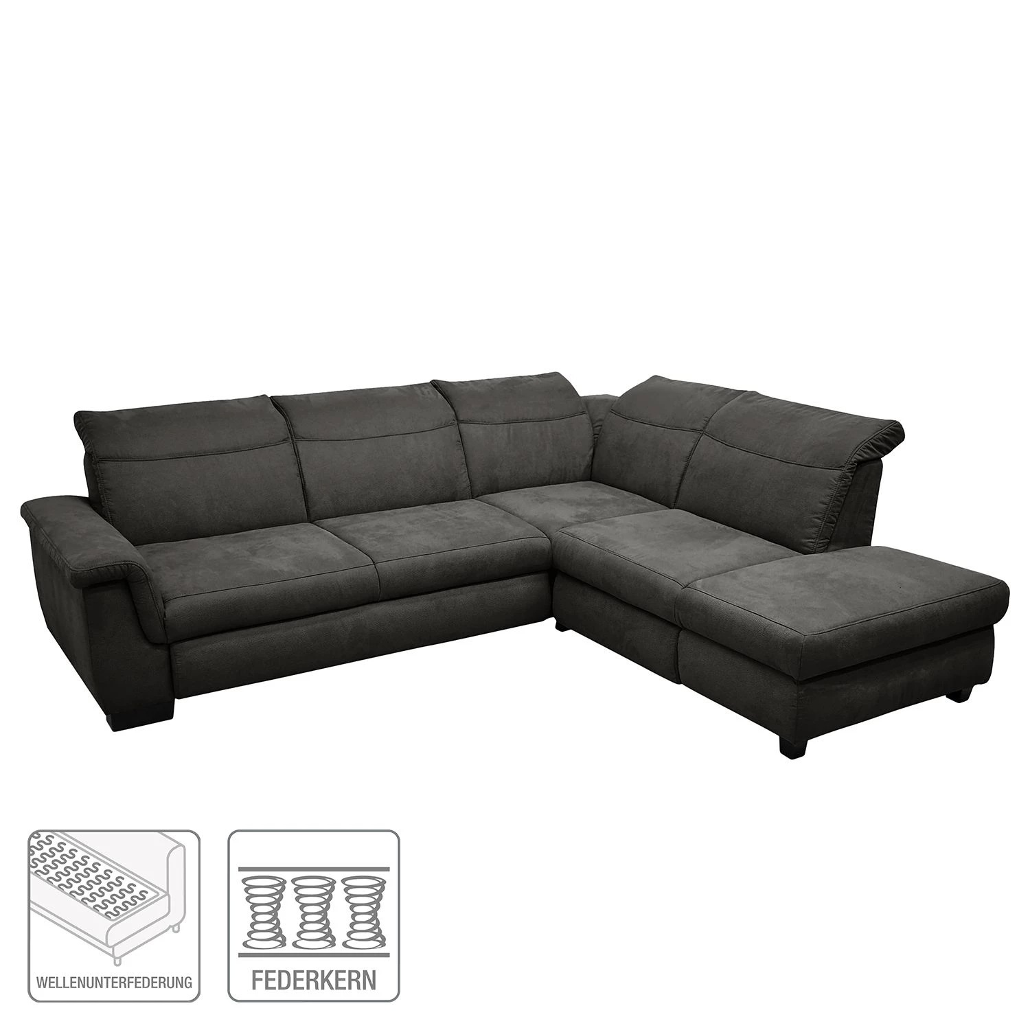 Ars Natura Canapé d'angle Sunny Corner - Tissu structuré - Gris marron - Méridienne longue à droite (vue de face) - Appui-tête réglable 2 Ars Natura Canapé d'angle Sunny Corner - Tissu structuré - Gris marron - Méridienne longue à droite (vue de face) - Appui-tête réglable – Image 2