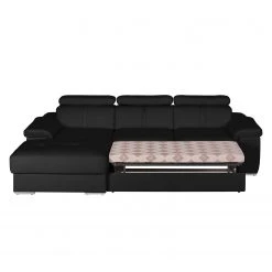 Loftscape Canapé d'angle Tuja - Noir - Méridienne courte à gauche (vue de face) -Canapés Soldes Magasin ecksofa tuja kunstleder longchair ottomane davorstehend links schwarz 1954890