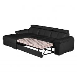 Loftscape Canapé d'angle Tuja - Noir - Méridienne courte à gauche (vue de face) -Canapés Soldes Magasin ecksofa tuja kunstleder longchair ottomane davorstehend links schwarz 1954902