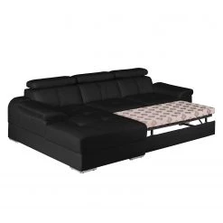 Loftscape Canapé d'angle Tuja - Noir - Méridienne courte à gauche (vue de face) -Canapés Soldes Magasin ecksofa tuja kunstleder longchair ottomane davorstehend links schwarz 1954906