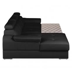 Loftscape Canapé d'angle Tuja - Noir - Méridienne courte à gauche (vue de face) -Canapés Soldes Magasin ecksofa tuja kunstleder longchair ottomane davorstehend links schwarz 1954922