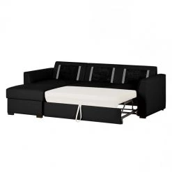 Loftscape Canapé d'angle Venezia - Avec fonction couchage - Cuir véritable - Méridienne montable à gauche et à droite - Noir -Canapés Soldes Magasin ecksofa venezia mit schlaffunktion echtleder schwarz longchair davorstehend links 287593