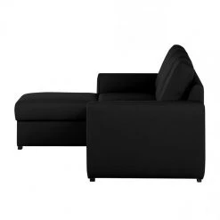Loftscape Canapé d'angle Venezia - Avec fonction couchage - Cuir véritable - Méridienne montable à gauche et à droite - Noir -Canapés Soldes Magasin ecksofa venezia mit schlaffunktion echtleder schwarz longchair davorstehend links 287594