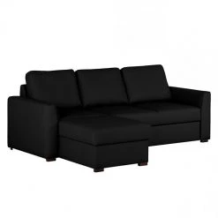Loftscape Canapé d'angle Venezia - Avec fonction couchage - Cuir véritable - Méridienne montable à gauche et à droite - Noir -Canapés Soldes Magasin ecksofa venezia mit schlaffunktion echtleder schwarz longchair davorstehend links 287597