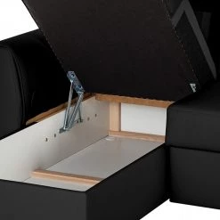 Loftscape Canapé d'angle Venezia - Avec fonction couchage - Cuir véritable - Méridienne montable à gauche et à droite - Noir -Canapés Soldes Magasin ecksofa venezia mit schlaffunktion echtleder schwarz longchair davorstehend links 287604