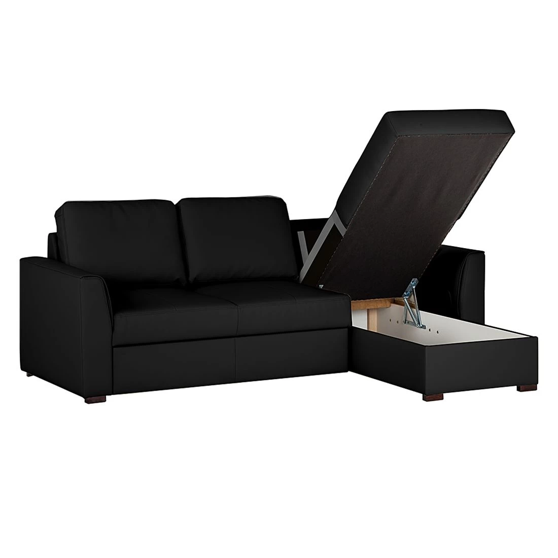 Loftscape Canapé d'angle Venezia - Avec fonction couchage - Imitation cuir - Méridienne montable à gauche et à droite - Noir 4 Loftscape Canapé d'angle Venezia - Avec fonction couchage - Imitation cuir - Méridienne montable à gauche et à droite - Noir – Image 4