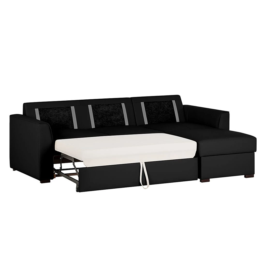 Loftscape Canapé d'angle Venezia - Avec fonction couchage - Imitation cuir - Méridienne montable à gauche et à droite - Noir 2 Loftscape Canapé d'angle Venezia - Avec fonction couchage - Imitation cuir - Méridienne montable à gauche et à droite - Noir – Image 2