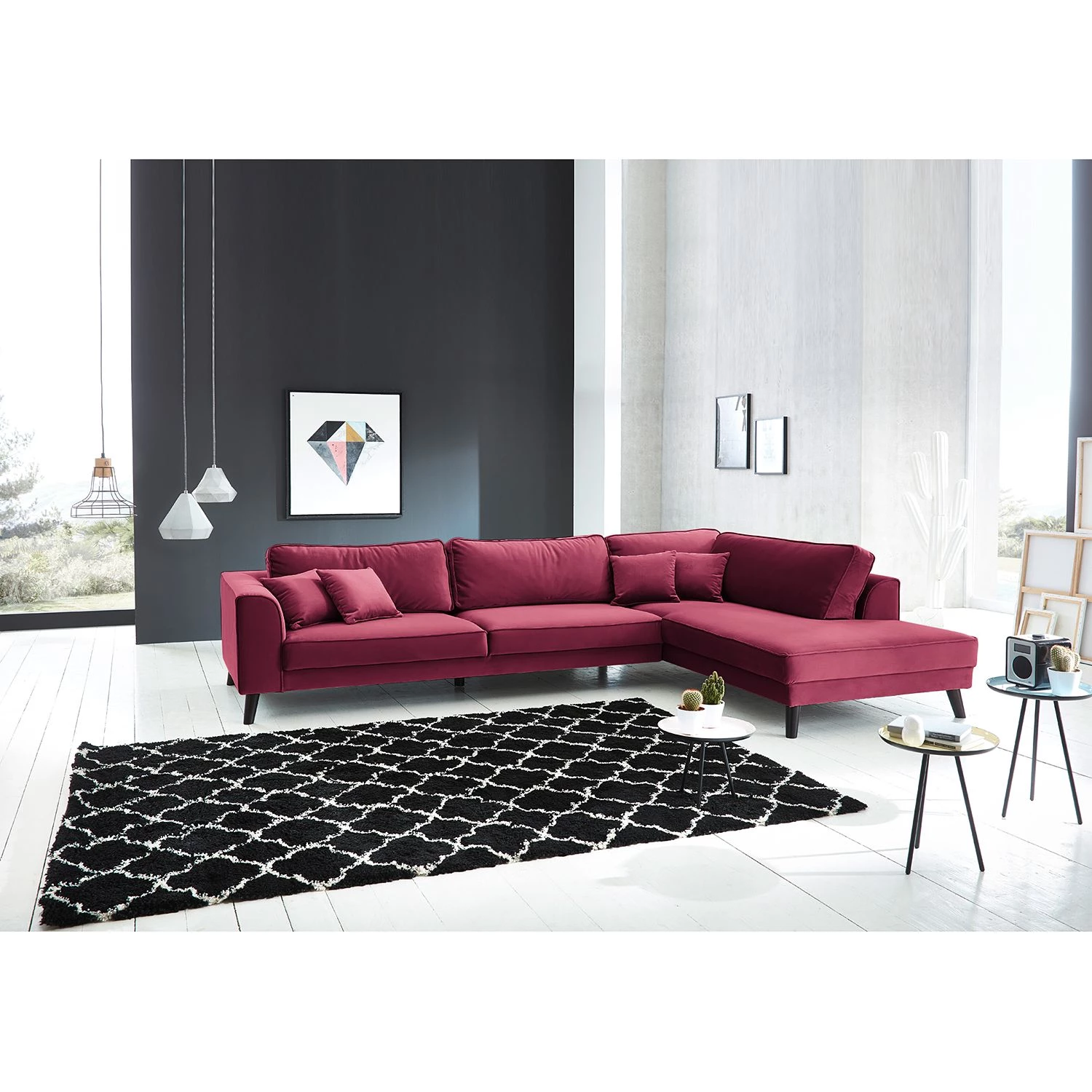 Jack & Alice Canapé d'angle Venus Bay - Bordeaux - Méridienne longue à droite (vue de face) 3 Jack & Alice Canapé d'angle Venus Bay - Bordeaux - Méridienne longue à droite (vue de face) – Image 3