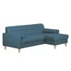 Mørteens Canapé d'angle Viona I - Tissu Meda : Bleu jean - Méridienne courte à droite (vue de face)