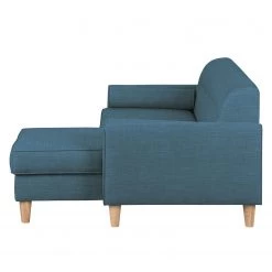 Mørteens Canapé d'angle Viona I - Tissu Meda : Bleu jean - Méridienne courte à droite (vue de face) -Canapés Soldes Magasin ecksofa viona i webstoff longchair ottomane davorstehend rechts jeansblau 3692437