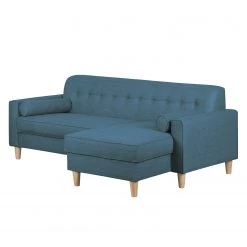 Mørteens Canapé d'angle Viona I - Tissu Meda : Bleu jean - Méridienne courte à droite (vue de face) -Canapés Soldes Magasin ecksofa viona i webstoff longchair ottomane davorstehend rechts jeansblau 3692449