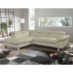 Cotta Canapé d'angle Waiho II - Beige chaud - Méridienne courte à gauche (vue de face) - Sans fonction couchage -Canapés Soldes Magasin ecksofa waiho ii echtleder longchair ottomane davorstehend links mit schlaffunktion warmes beige 3526041