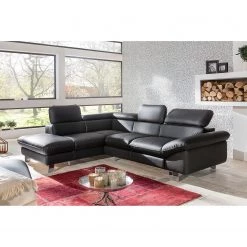 Cotta Canapé d'angle Waiho - Noir - Méridienne courte à gauche (vue de face) - Fonction relaxation - Coffre de lit - Fonction couchage -Canapés Soldes Magasin ecksofa waiho kunstleder longchair ottomane davorstehend links mit schlaffunktion schwarz 3924076