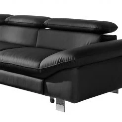 Cotta Canapé d'angle Waiho - Noir - Méridienne courte à gauche (vue de face) - Fonction relaxation - Coffre de lit - Fonction couchage -Canapés Soldes Magasin ecksofa waiho kunstleder longchair ottomane davorstehend links mit schlaffunktion schwarz 3924096