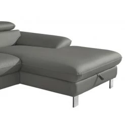 Cotta Canapé d'angle Waiho - Gris foncé - Méridienne courte à droite (vue de face) - Sans fonction couchage -Canapés Soldes Magasin ecksofa waiho kunstleder longchair ottomane davorstehend rechts ohne schlaffunktion dunkelgrau 3467461