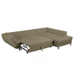 Roomscape Canapé d'angle Zechin (avec rallonge) - Latte macchiatto - Méridienne longue à droite (vue de face) -Canapés Soldes Magasin ecksofa zechin mit schlaffunktion webstoff ottomane davorstehend rechts latte macchiato 4193244