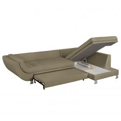 Roomscape Canapé d'angle Zechin (avec rallonge) - Latte macchiatto - Méridienne longue à droite (vue de face) -Canapés Soldes Magasin ecksofa zechin mit schlaffunktion webstoff ottomane davorstehend rechts latte macchiato 4193248