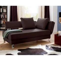 Loftscape Méridienne Athmos (convertible) - Marron chocolat - Accoudoir monté à droite (vu de face) -Canapés Soldes Magasin recamiere athmos mit schlaffunktion kunstleder armlehne davorstehend rechts schokoladenbraun 1720406