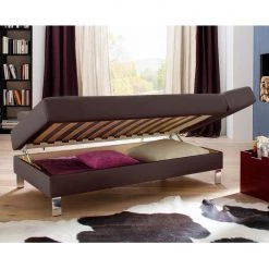 Loftscape Méridienne Athmos (convertible) - Marron chocolat - Accoudoir monté à droite (vu de face) -Canapés Soldes Magasin recamiere athmos mit schlaffunktion kunstleder armlehne davorstehend rechts schokoladenbraun 1720418