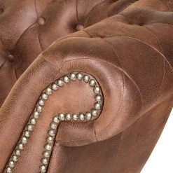 Ars manufacti Méridienne Benavente - Aspect vieux cuir marron - Accoudoir à droite (vue de face) -Canapés Soldes Magasin recamiere benavente antiklederlook braun armlehne davorstehend rechts 406253