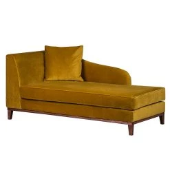 Jack & Alice Récamière Blomma - Velours jaune moutarde - Accoudoir à gauche (vue de face)