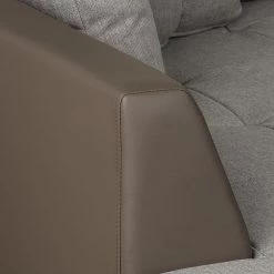 Roomscape Canapé d'angle Tosya - Cuir synthétique taupe / Tissu structuré gris - Méridienne à gauche (vue de face) -Canapés Soldes Magasin ropez diva ecke 2014 04 10 2 389165