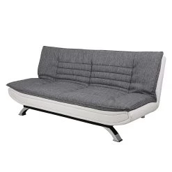 Fredriks Canapé convertible Fanny - Tissu gris clair / Cuir synthétique blanc