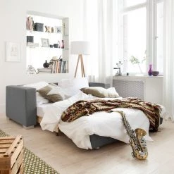 Mooved Canapé convertible Latina - Tissu Doran : Gris - Largeur : 150 cm -Canapés Soldes Magasin schlafsofa latina webstoff grau 150 cm 4047916