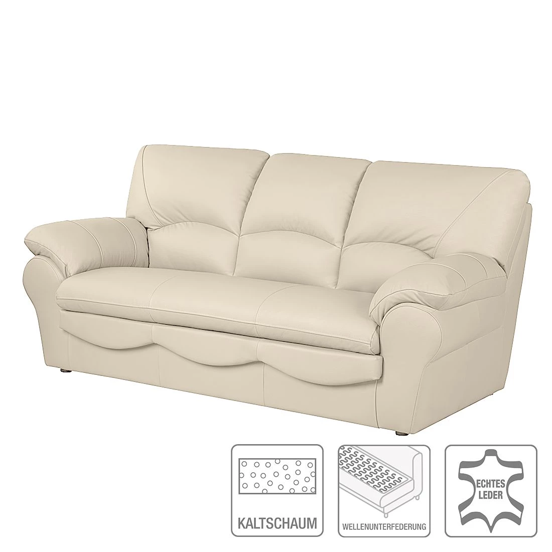 Modoform Canapé convertible Torsby - Cuir véritable beige 2 Modoform Canapé convertible Torsby - Cuir véritable beige – Image 2