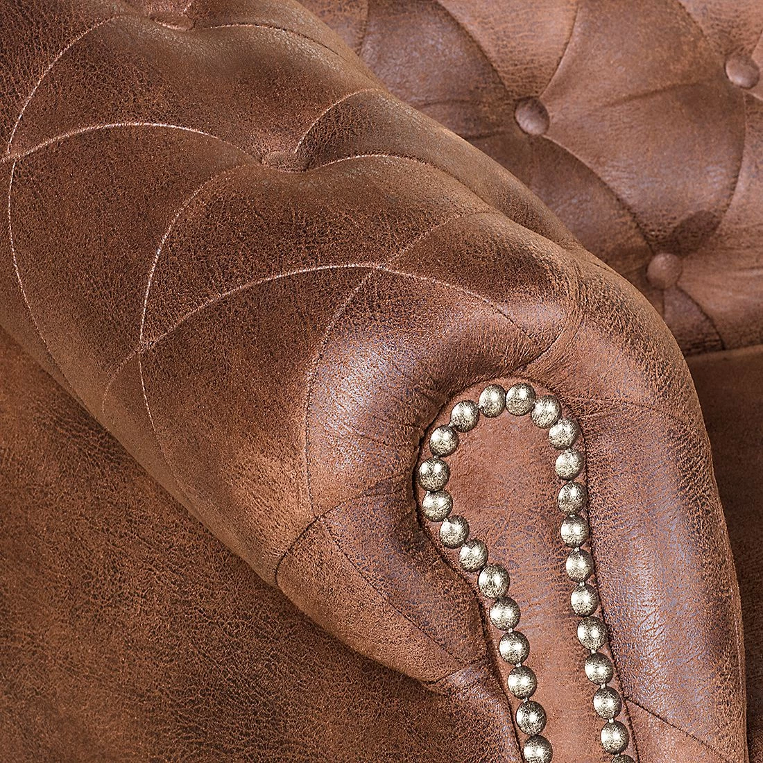 Ars manufacti Canapé Benavente (2 places) - Aspect vieux cuir marron 8 Ars manufacti Canapé Benavente (2 places) - Aspect vieux cuir marron – Image 8