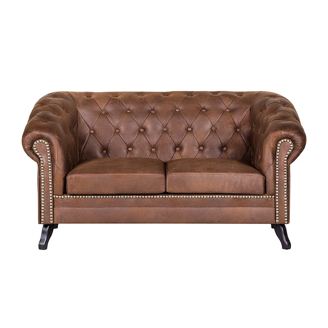 Ars manufacti Canapé Benavente (2 places) - Aspect vieux cuir marron 2 Ars manufacti Canapé Benavente (2 places) - Aspect vieux cuir marron – Image 2